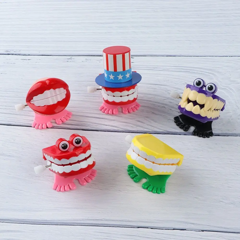 Cute for Baby Kids Chattering Funny Plastic Babbling Denture Clockwork Toy Walking Teeth Shape Wind Up Clockwork Toy