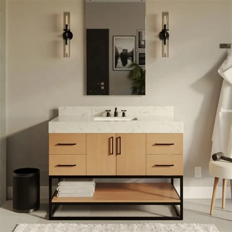 رخيصة الثمن مخصصة الطراز الحديث خشبية الانتهاء من الحمام بالباطل مجموعة خزانة المرحاض لغرفة نوم الفندق المنزل