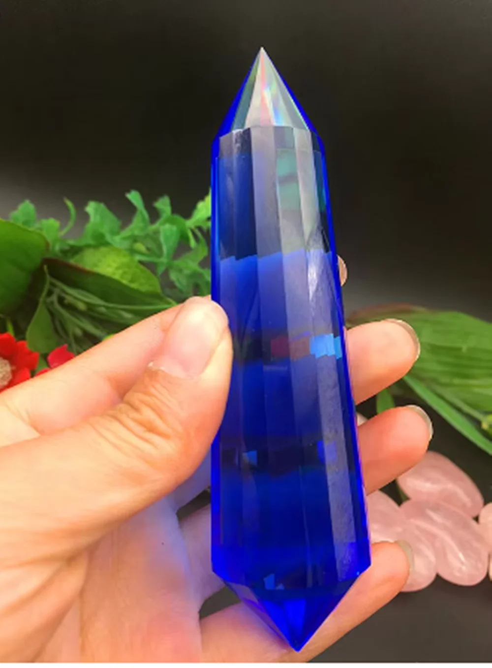 18-sided quartz crystal, Blue Obelisk, reiki healing chakra, natural stone and mineral mineral, Christmas gift