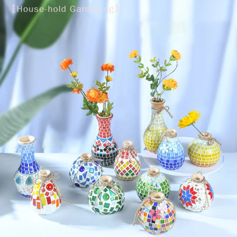 [NN]DIY Handmade Mosaic Vase Material Kit Puzzle Toy Wood Embryo Mosaic Flower Vase Home Decoration Creative Material Bag Crafts