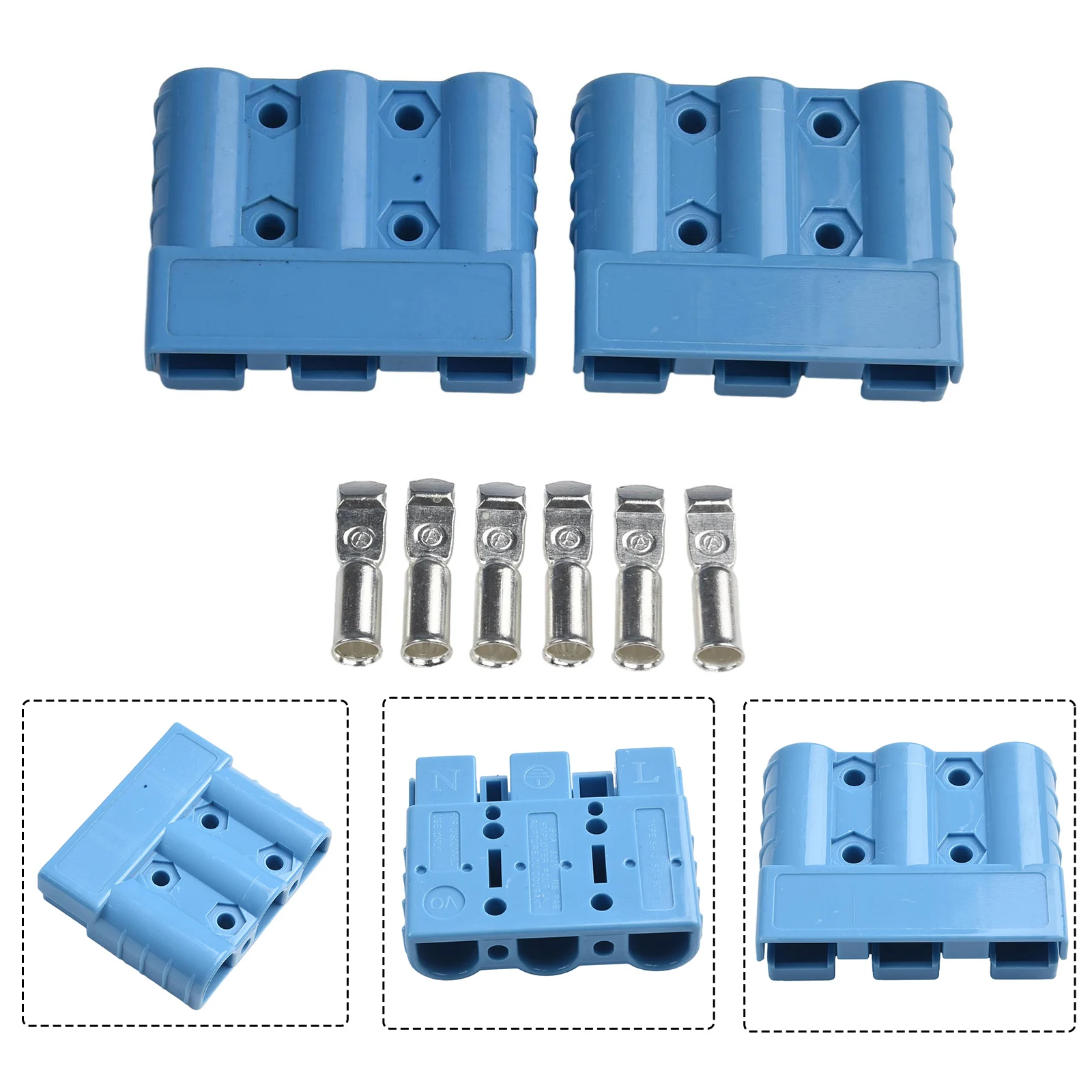 2 Piece 50A 3-Pin Solar Power Connector for DC-DC Chargers Supporting 600V Rated Voltage and 20C to 105C Operational Range