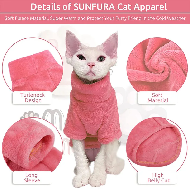 Sphynx Katze Pullover Mantel Roll kragen pullover Winter warm haarlose Katze Kleidung weiche Fluff Pullover Hemd Welpen jacke Chihuahua Kleidung