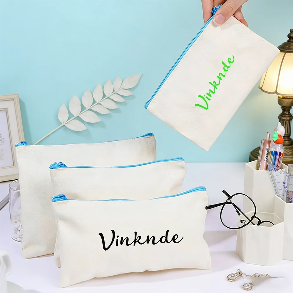 

100 шт. сумок для хранения с индивидуальным логотипом для студентов и женщин, прочные, компактные, удобные для школьных принадлежностей и косметики, с застежкой-молнией.