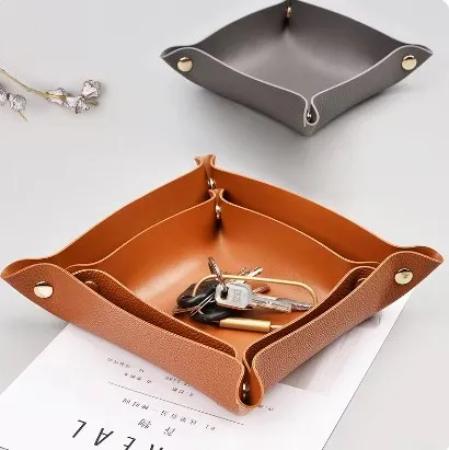 Falt organisator nordischen Stil Leder Aufbewahrung stablett Desktop Organizer für Schlüssel Schmuck Kosmetik Aufbewahrung sbox Home Dekoration