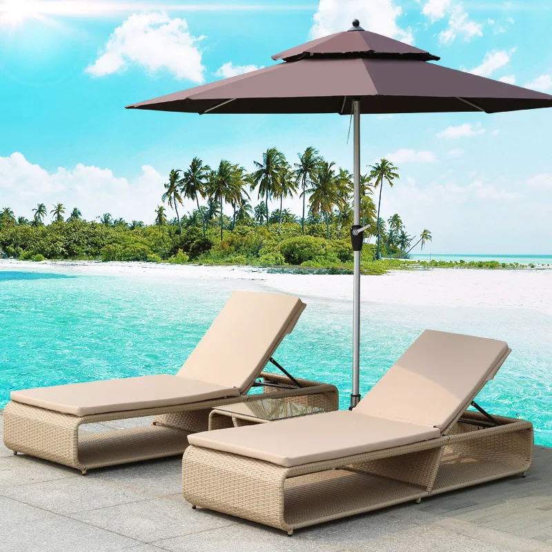 

Custom Processing Modern Minimalist Design Rattan Cotton Cone Legs Lounge Chair Mat Durable Durable Swimming Pool Beach