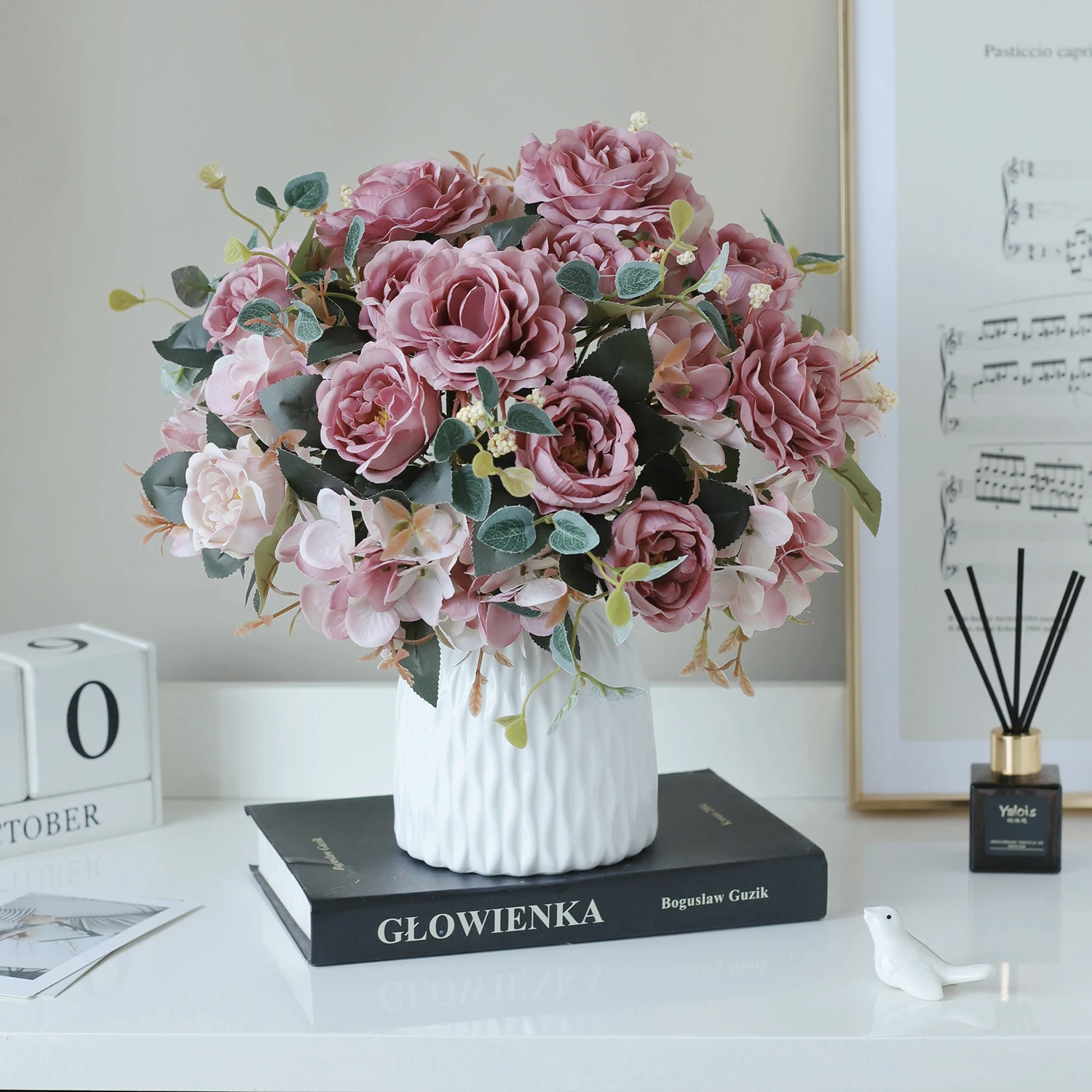 1PC Fall Artificial Peony Flowers Silk Hydrangea Rose Living Room Home Vase Garden Wedding Bridal Bouquet Diy Party Decoration - Image 2