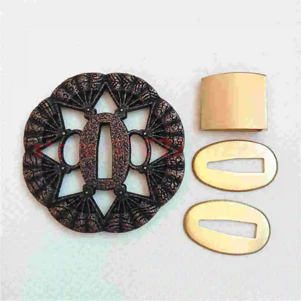 

Beautiful Tsuba Alloy Handguard Guard Brass Habaki Seppa For Japanese Japan Samurai Katana Sword Fittings New