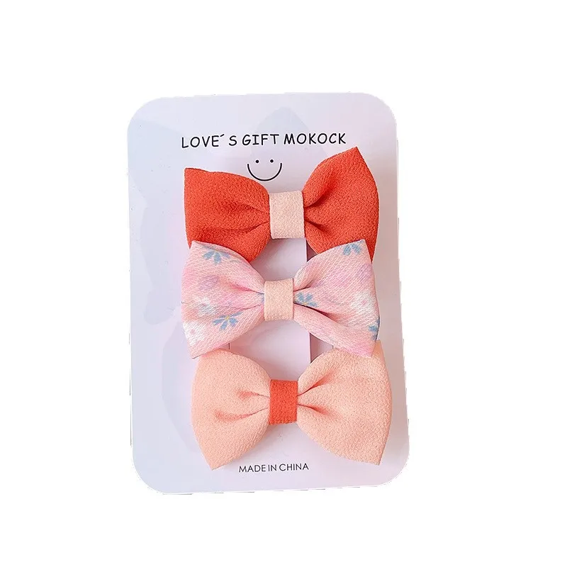3pcs/set Cute Fabric Bow Hair Clips for Girls Kids Mixed Floral Print & Solid Color Barrettes Fashion Toddler Hair Accessories