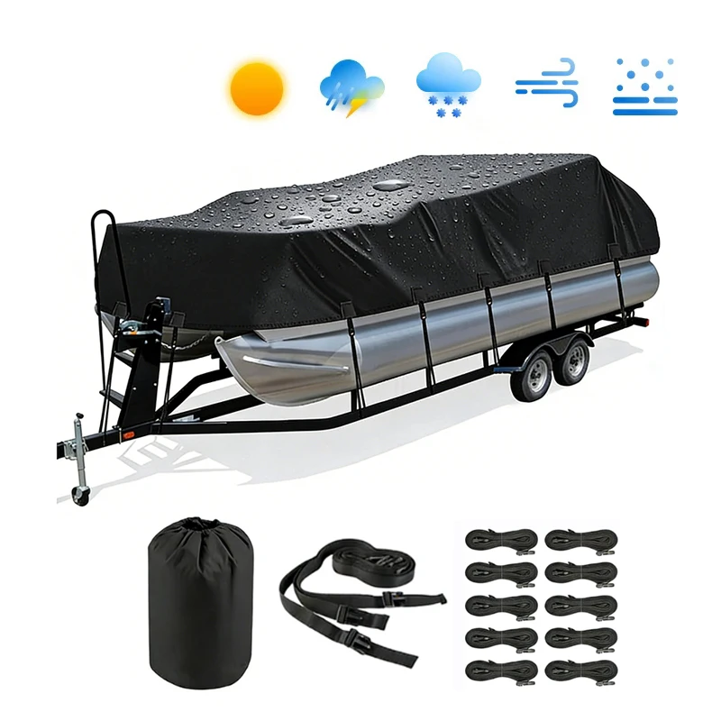 Durable All Weather Trailerable Boat Cover Windproof Scratch Resistant Outdoor Marine Boat Cover