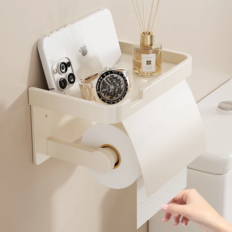 wall-mounted-toilet-paper-box-bathroom-organizer-white-creamy-modern-style-no-punching-required-tissue-holder-for-home-storage