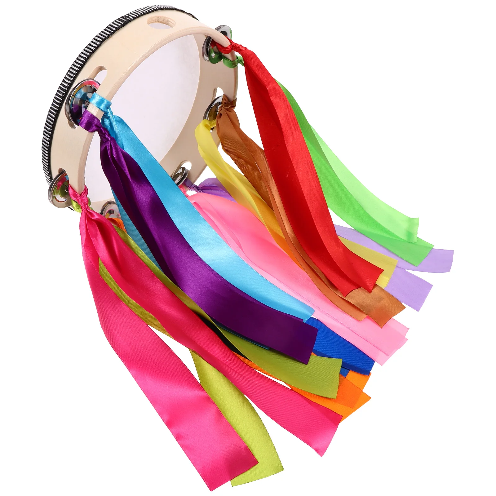 

Hand Drum Colors Ribbons 20cm Bell Wood Sturdy Percussion Party Cheering Props Stage Musical Drum Party Tambourine Musical