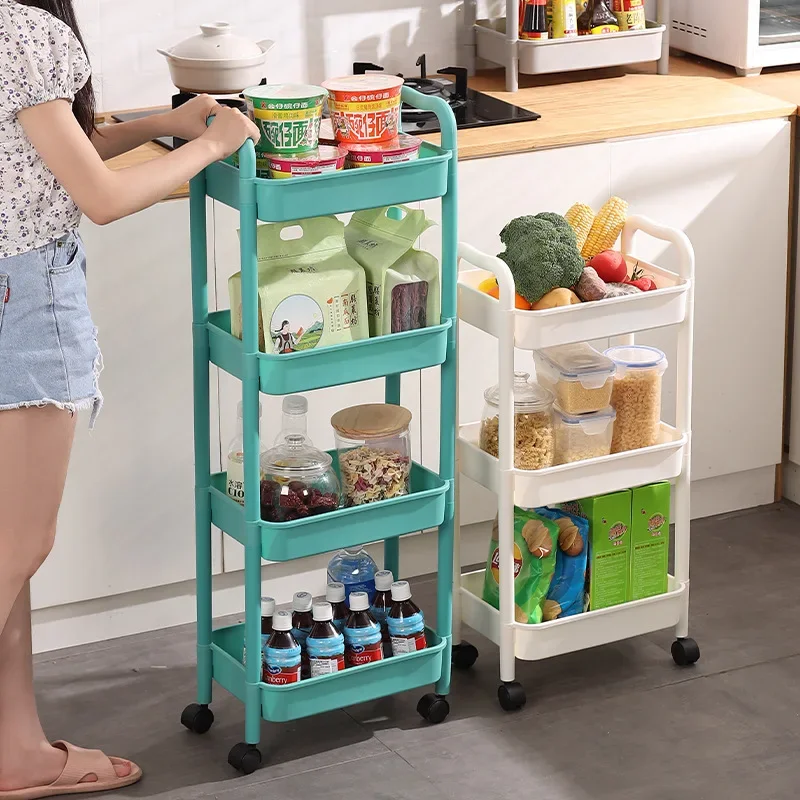 

Plastic Movable with Handle Multi-Tier Rolling Cart Trolley Rolling For Nursery Trolley Cart With Wheels Organizer