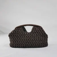Fashion Straw Clip Shell Clutch Bag for Women Designer Paper Woven Handbags Casual vintage Handmade Summer Beach Bag 2025 - Image 2