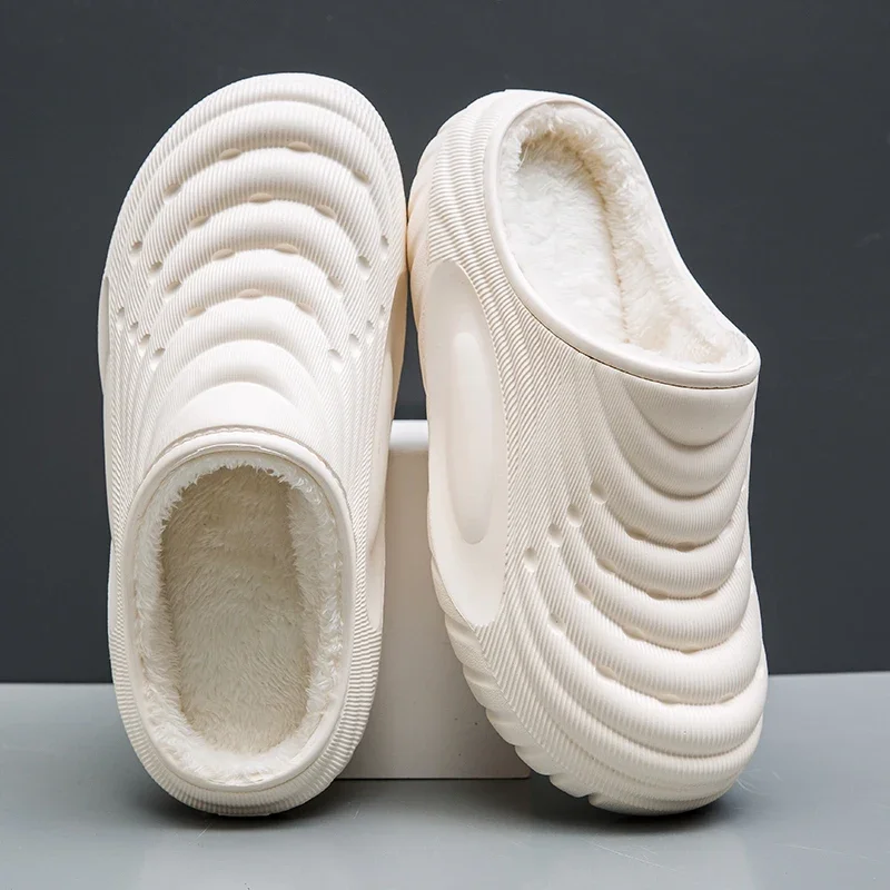 Popular Couple's Fashion Waterproof New Autumn and Winter Outdoor Wear Plush Indoor Non-Slip Warm Closed-Toe Slippers Cotton Sho