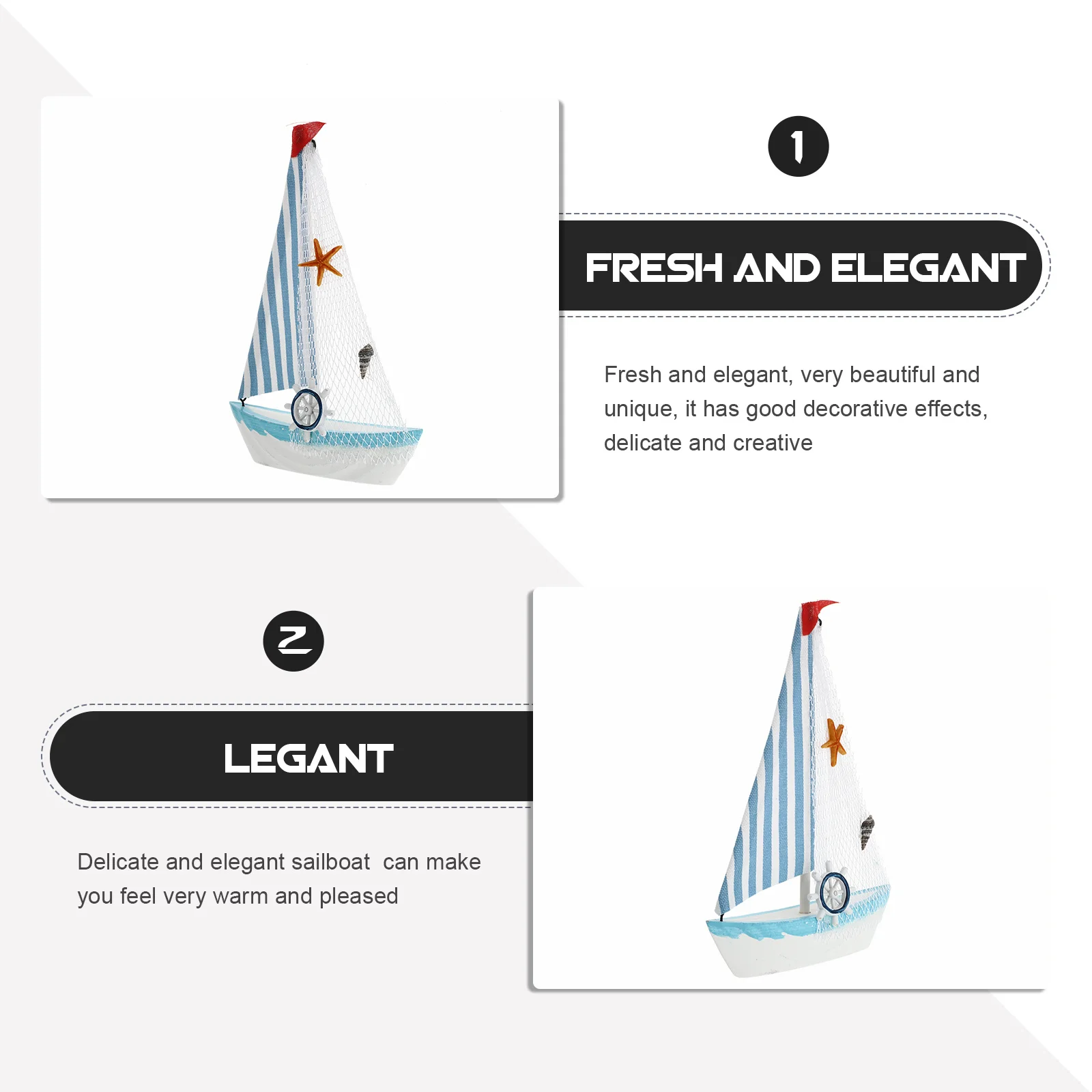 

Decorations for Living Room Lovely Sailing Boat Desktop Mediterranean Style Mini Sailboat Models