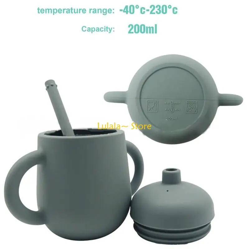 

Y4QA соломенная бутылочка для кормления малышей, обучающая питьевая силиконовая чашка для младенцев, портативная нескользящая