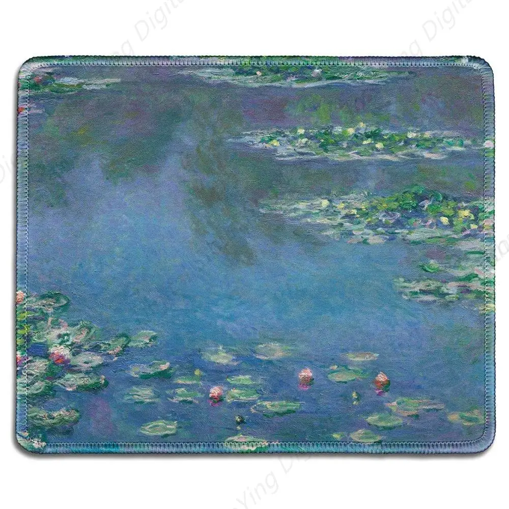 Artistic Rubber Mouse Pad Claude Monet's Famous Pond Water Lily Fairy Art Painting Durable Gift Mouse Pad 25*30cm