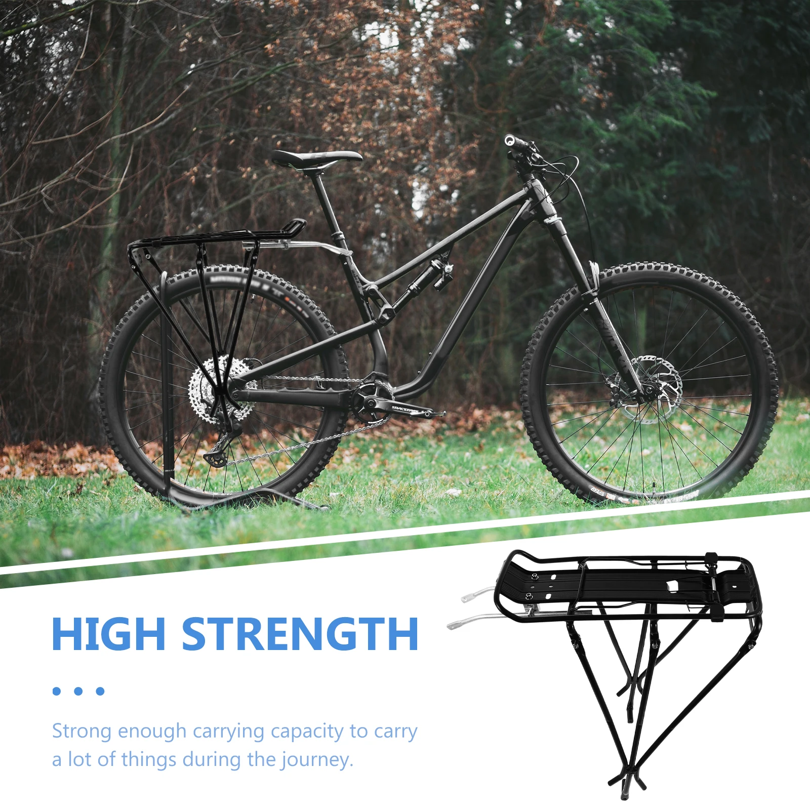 

1Pcs Alloy Rear Rack for Bicycle Black High Capacity Cargo Mount Compatible with Mountain Road Disc Brake Bikes Lightweight