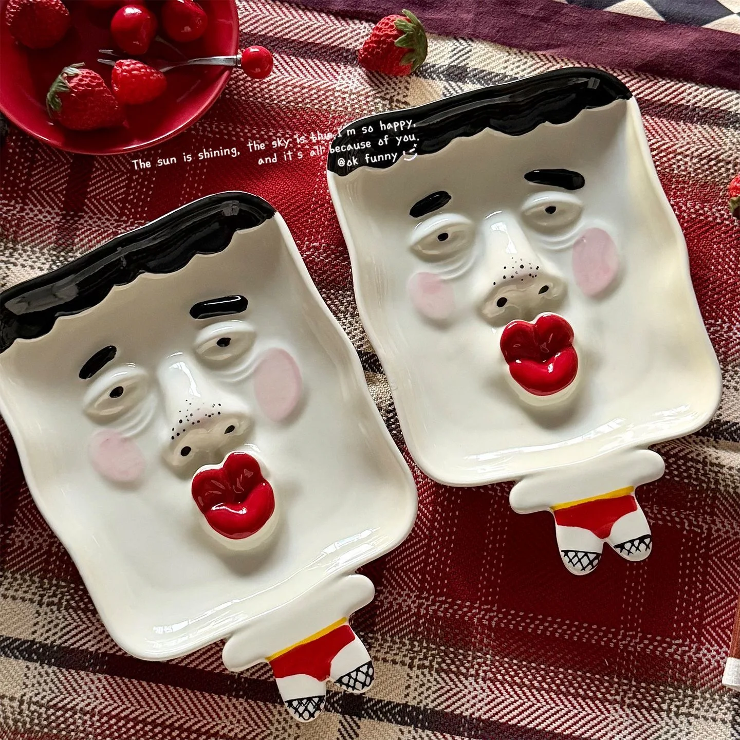 

Funny Face Shape Plate Ceramic Dish For Pet Feeding Creative Tableware For Home Kitchen Decor Pet Feeder