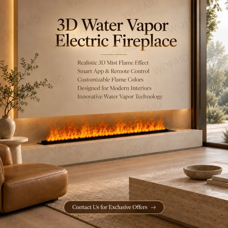 Modern Recessed Water Vapor Fireplace 3D Realistic Flame Effect Electric Insert for Luxury Home Interiors Fireplace Tv Stand