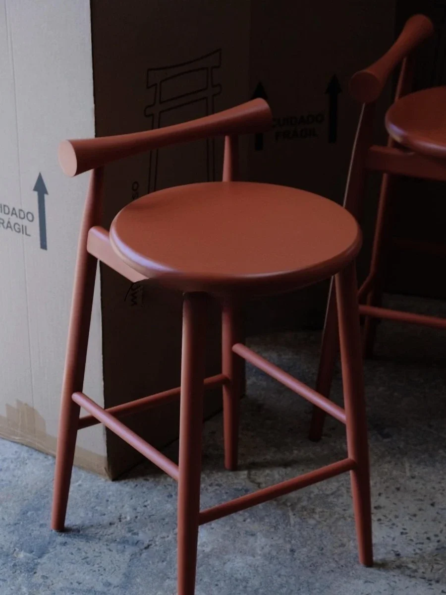 Medieval household solid wood bar chair modern simple high stool new Chinese island chair