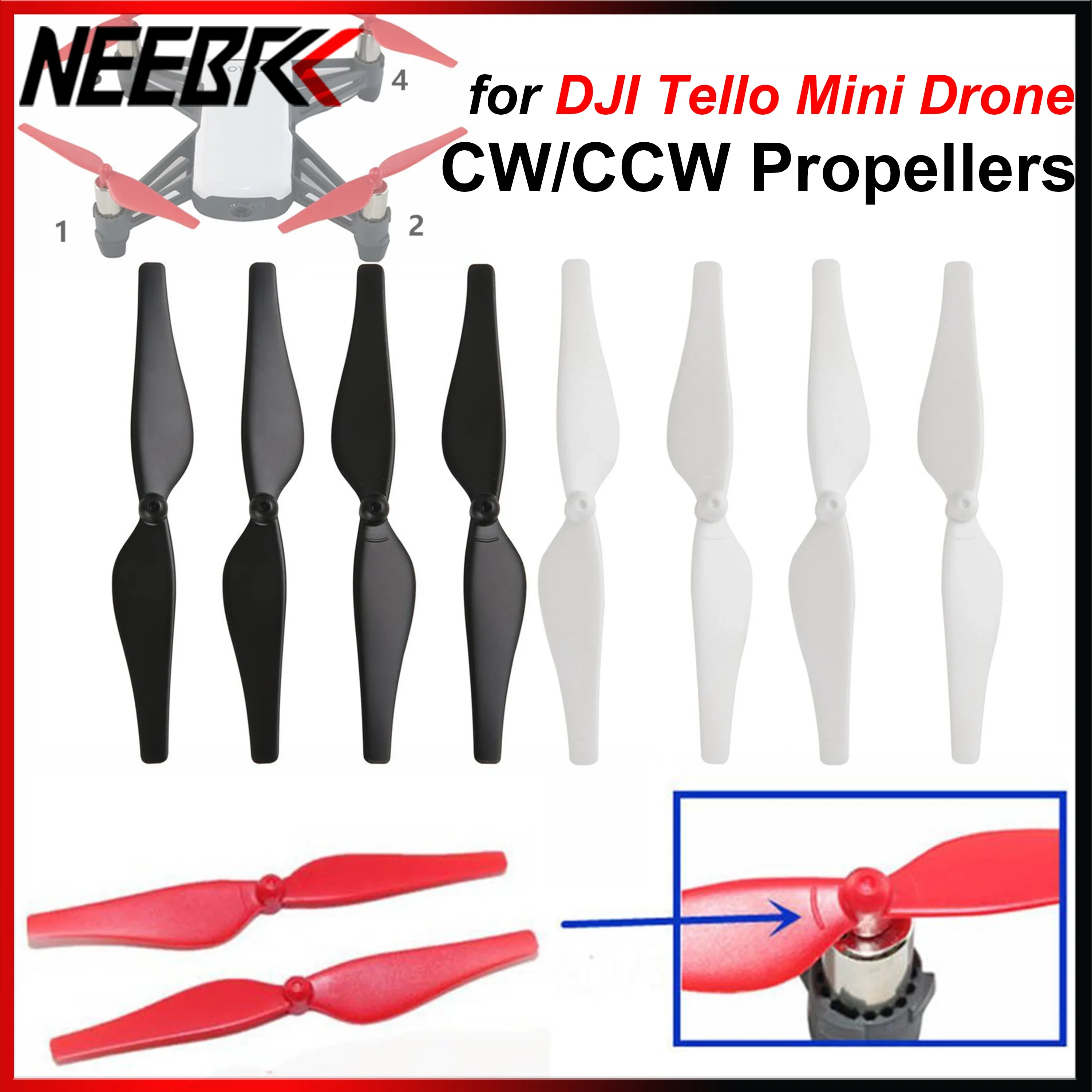 

4 шт., быстроразъемные пропеллеры для дронов, низкий уровень шума, прочные для DJI Tello Mini FPV Drone Quadcopter, запасные части, аксессуары для самолетов