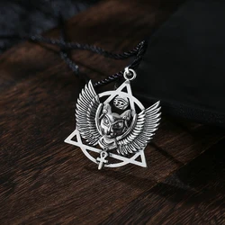 Bastet Egyptian Cat Talisman Necklace Silver Plated Ankh Pendant Necklace for Women Men Animal Eye of Horus Amulet Jewelry Gifts