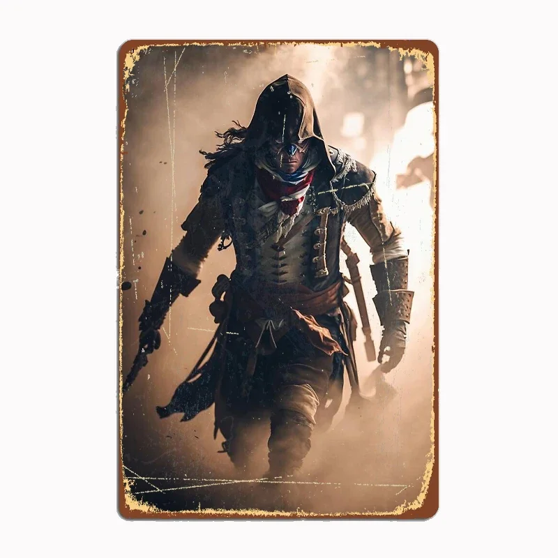 ASSASINS CREED FANART Metal Plaque Vintage Bar Tin Sign Wall Decoration for Men's Cave Wall Decoration Plaques Home Decor