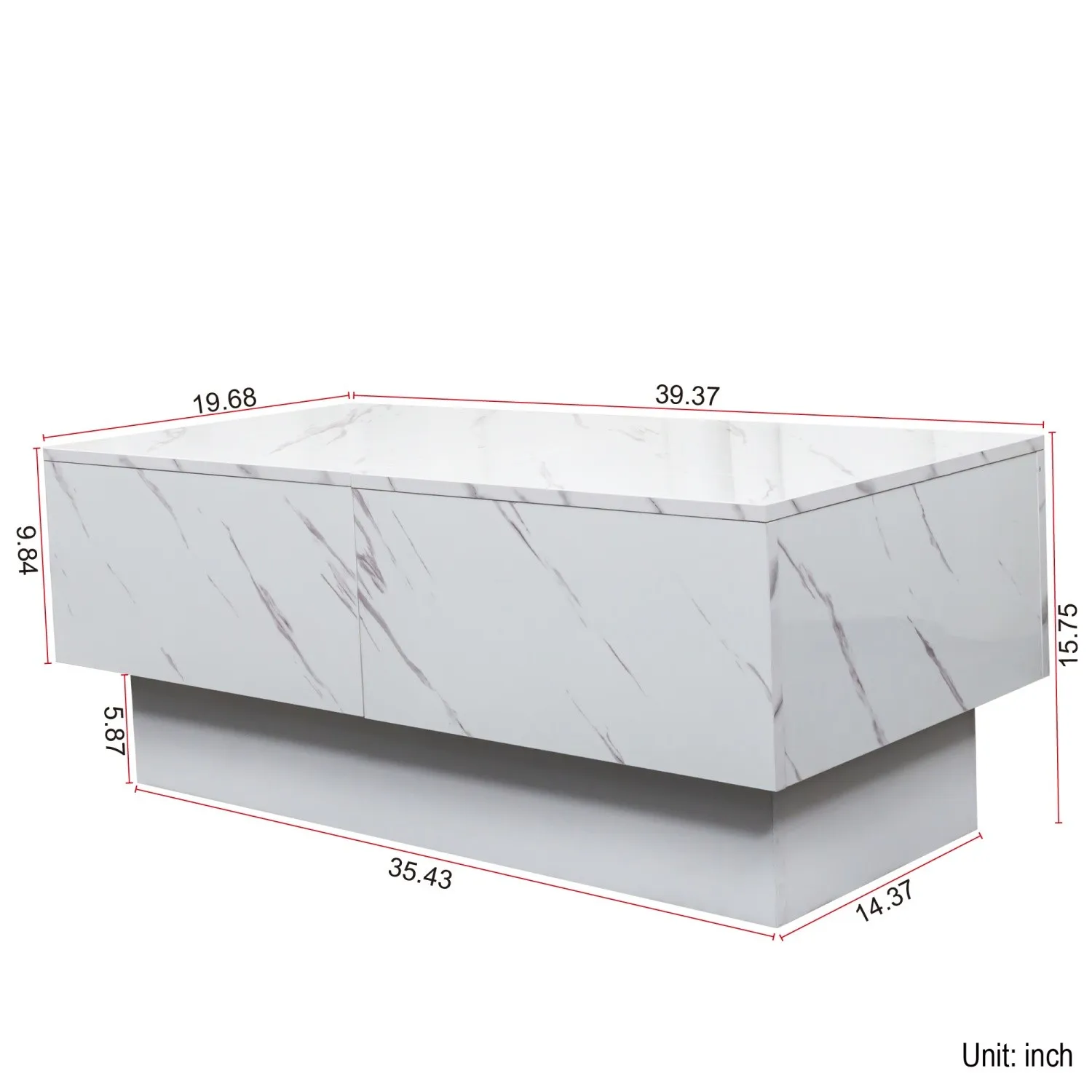 Café TablesLED Illuminated Coffee Table with Sliding Top and Hidden Storage for Living Room