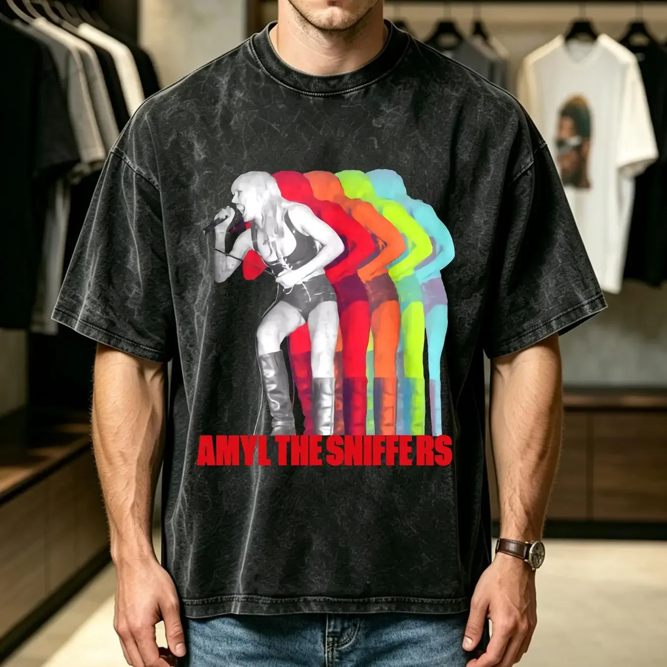 washed T Shirt Amyl And The Sniffers Band Comfort To Me S 5XL vintage Washed Versatile Breathable fashion Slightly Casual homme