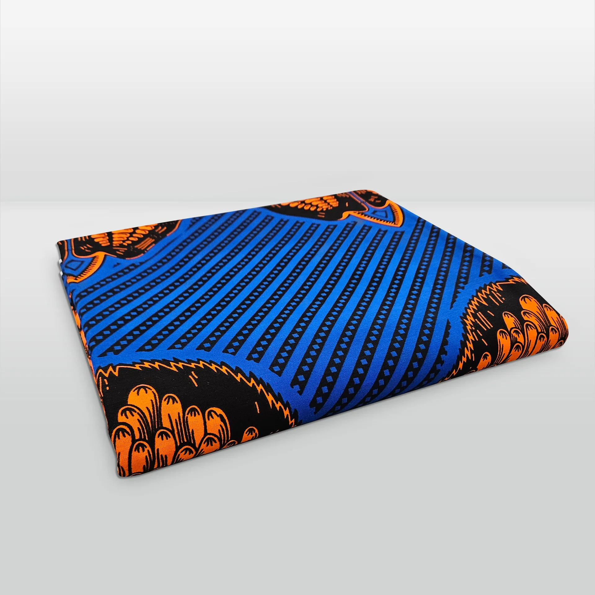 6Yards Long Orange Printed Blue Red Cotton African Wax Fabric 46'' Wide Cotton Fabric for DIY Sewing Clothes Pants Cushion R5205