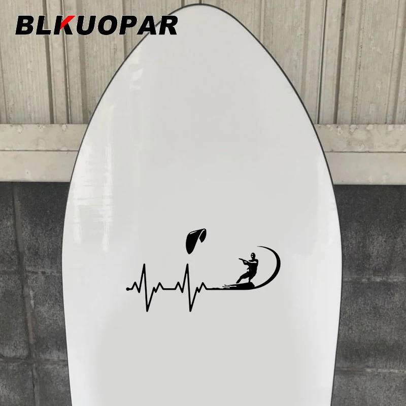 BLKUOPAR Kite Surfing Heartbeat Line Car Stickers Pop Style Decal Scratch-Proof Die Cut Refrigerator Caravan Car Decoration