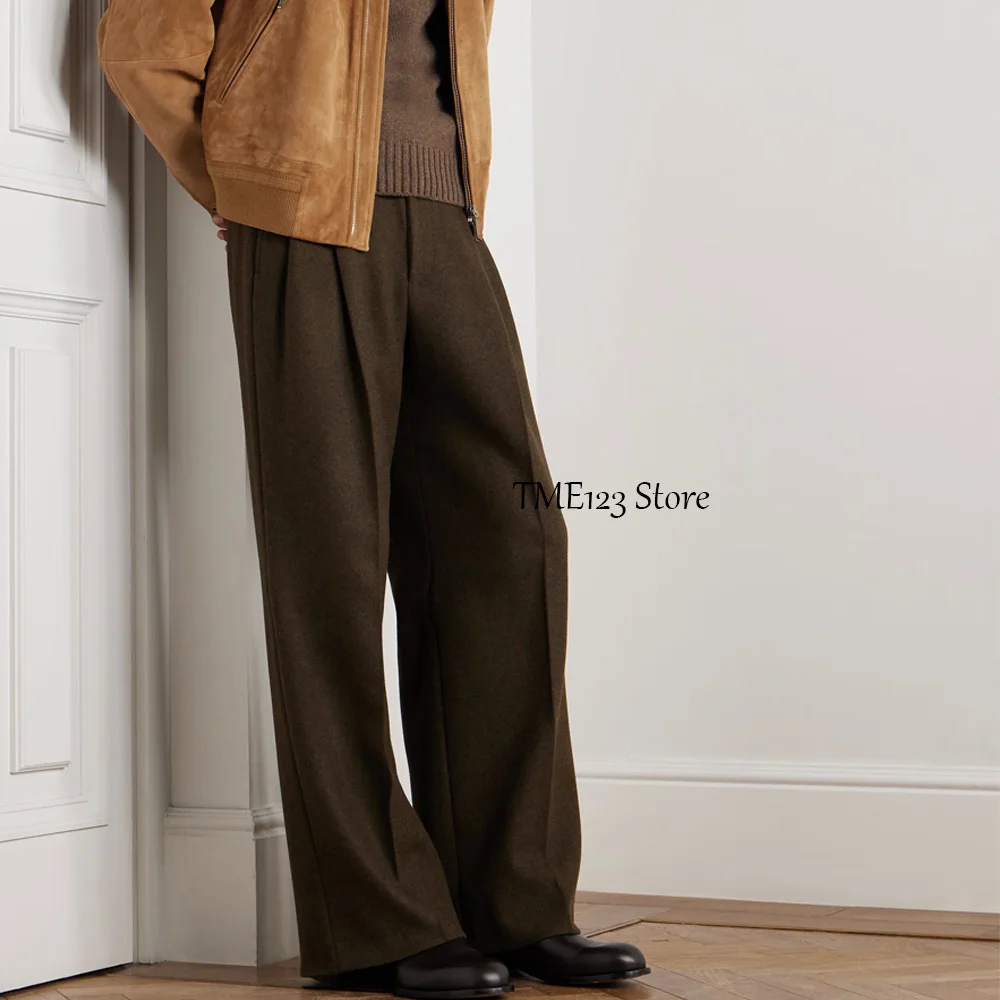 

Classic Men's Pants Straight Pants for Man Trousers Wool Fabric Loose Casual Work Trouser Tailoring Clothing