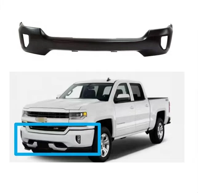 High Polished Black Finish Bumper For 2016-2018 Chevrolet Silverado With Fog Lamps Without Park Assist Sensors