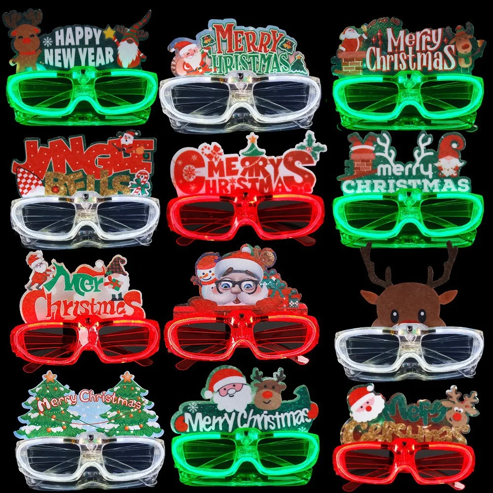 

20/50/100Pcs Christmas LED Luminous Glasses Glow Flashing Light Up Party Sunglass for Kids Adults Christmas Festival Party Dance