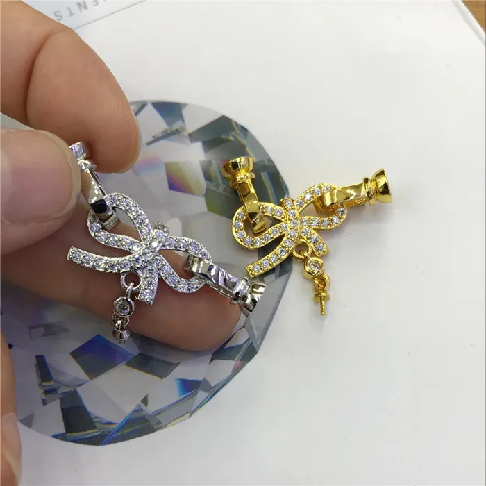 

1 Piece of Exquisite Pearl Pendant Hollow Bow Necklace Connector Universal Buckle Handmade Jewelry Making Accessories