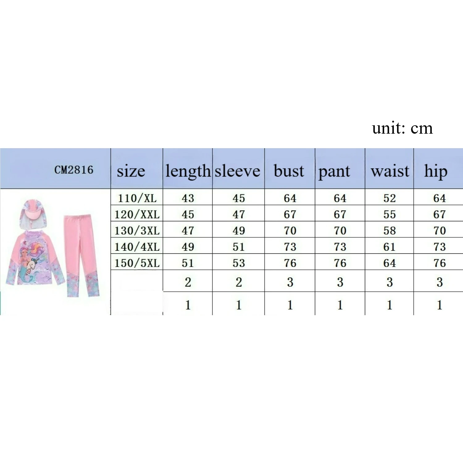 3 Piece Set Girls Swimwear Pink Summer Swimsuit Kids Long Sleeve Beach Wear Printing Sun Protection Bathing Suit