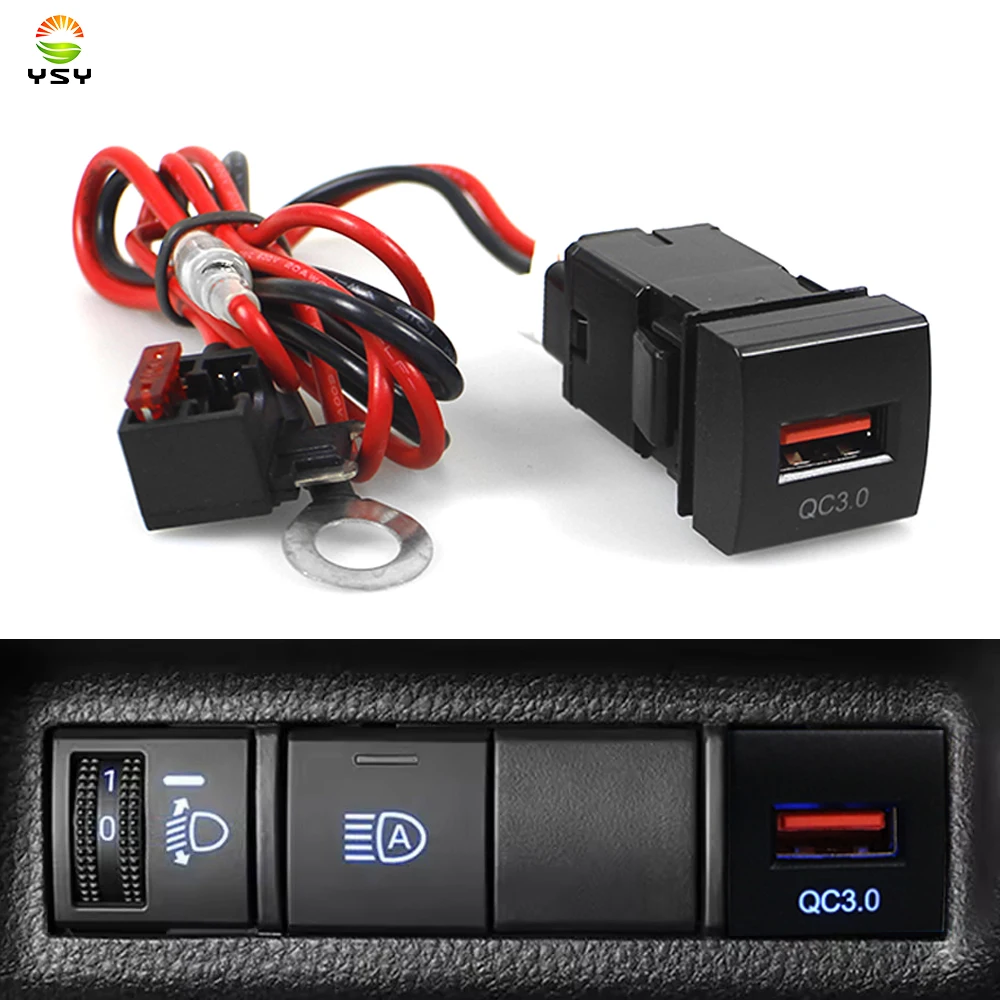

YSY 1 шт. QC3.0 USB интерфейс быстрой зарядки разъем дисплей напряжения зарядное устройство для Toyota Camry Carola TS-07-U