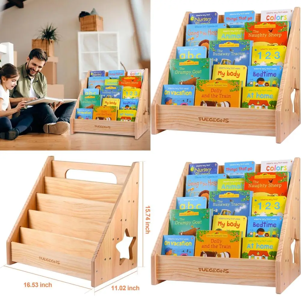 

Montessori Bookshelf for Kids and Toddlers - Organize Your Little One's Reading Adventure - Perfect for Children! (Wood)