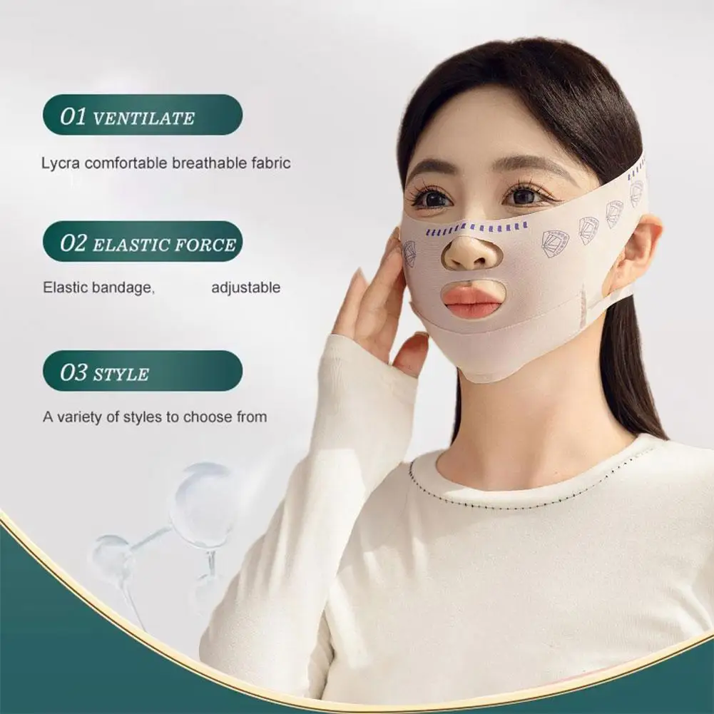 Bandage amincissant à double pont pour le visage, ceinture de levage du visage, déformable des joues, bande anti-sangle, ruisseau V Shaper, lifting de beauté Lin S6y2