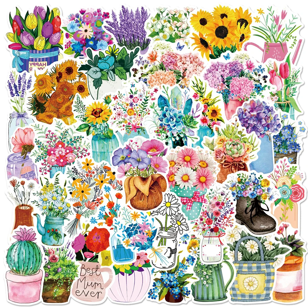 

10/30/50PCS Cartoon Plant Flower Aesthetic Stickers Creative Decal Scrapbook Laptop Phone Luggage Graffiti Sticker for Kids Toy