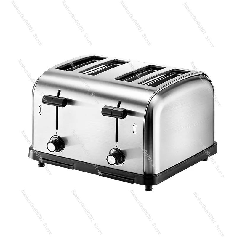 Commercial Toaster Machine, 4-Slice Stainless Steel Toast Maker for Breakfast, Automatic Bun Warmer for Home & Cafe