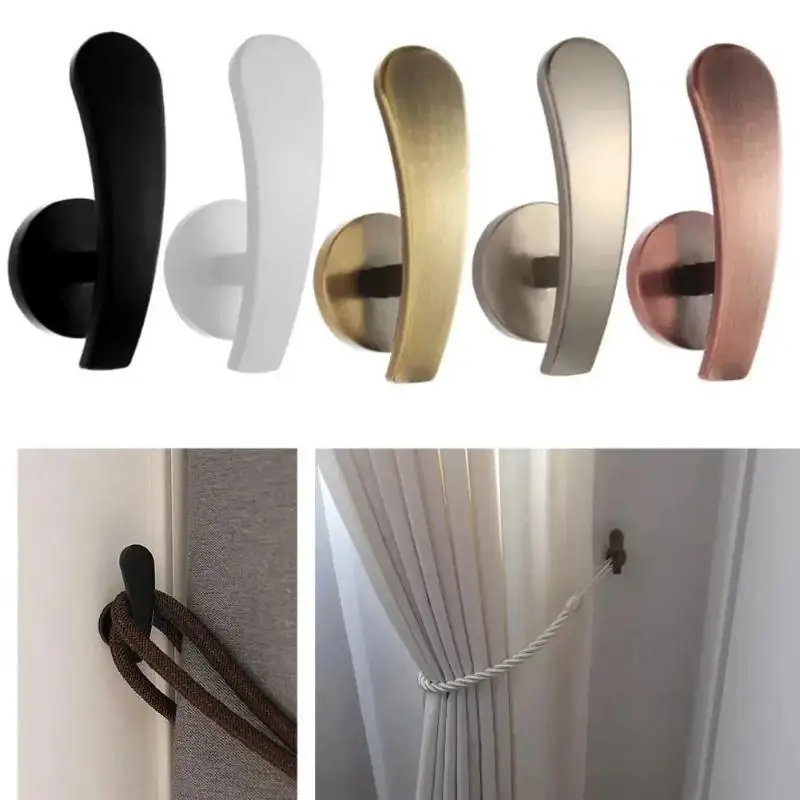 ❤️ 2Pcs Retro Practical Mounted Metal Hooks Curtain Tieback Curtain Hooks Wall Hanger Curtain Holder Home Decor Accessories - view 2