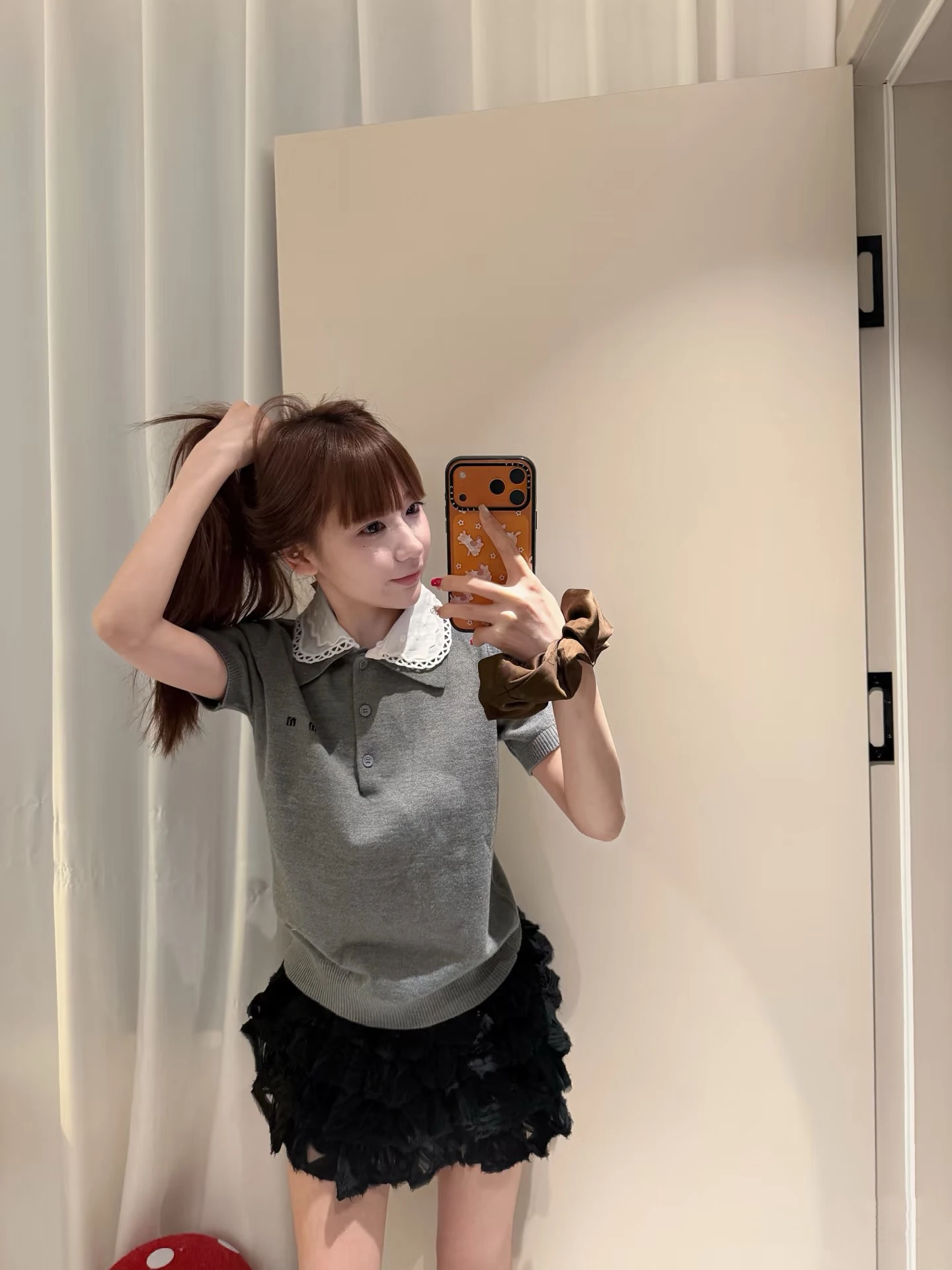 

Spring 2026 New Sle College Girl Embroidered Letter ort Sve Knitted Top Women's Overhead irt Slim Fit Commute Sle