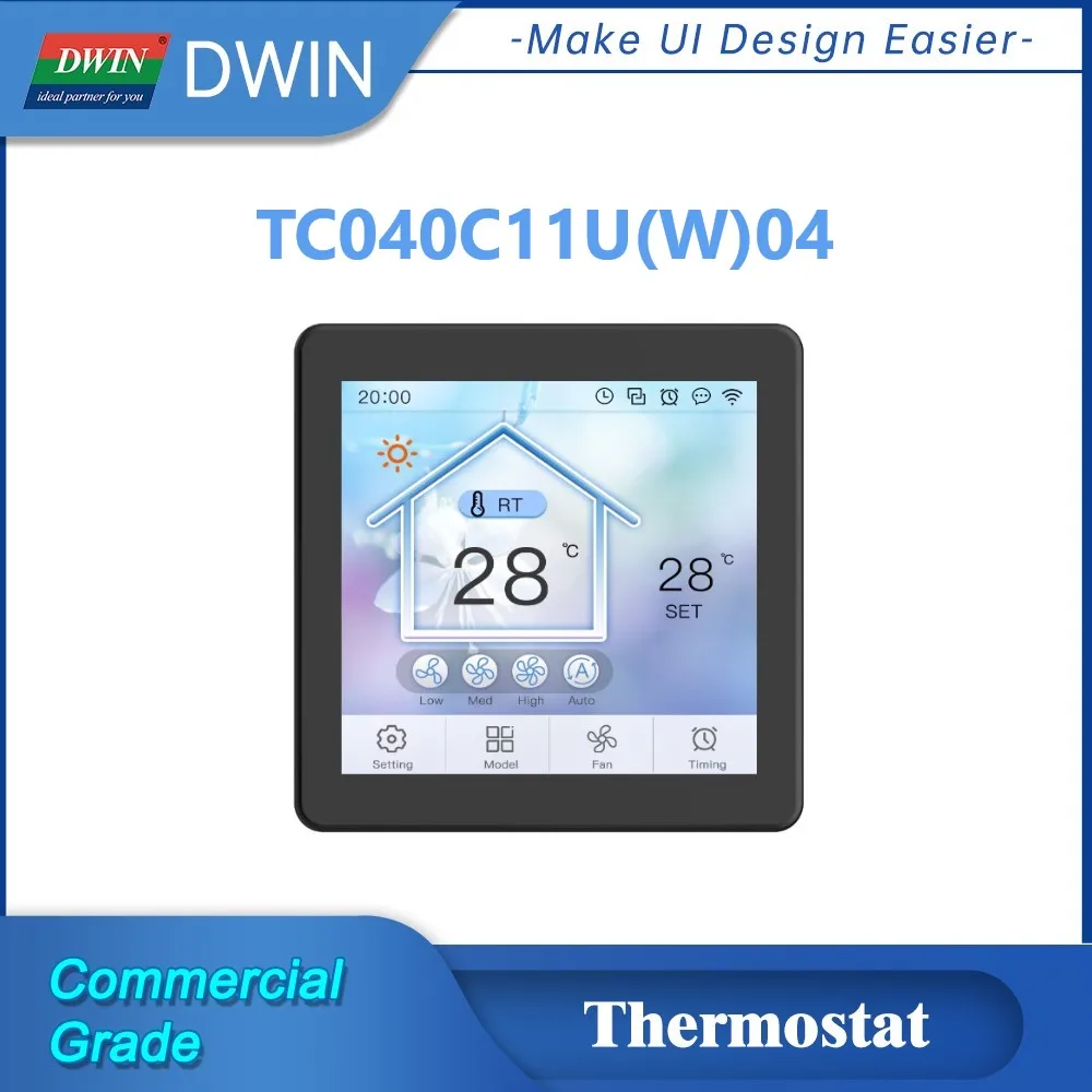 

Dwin 4 Inch WIFI Thermostat 480*480 16.7M Colors Model IPS Screen RS485 TC040C11U04/W04