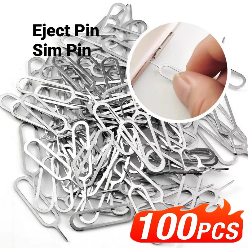 1/10/50/100PCS Universal Anti-Lost Sim Card Pin Eject Needle Remover For iPhone iPad Xiaomi Huawei Replacement Repair Supplies