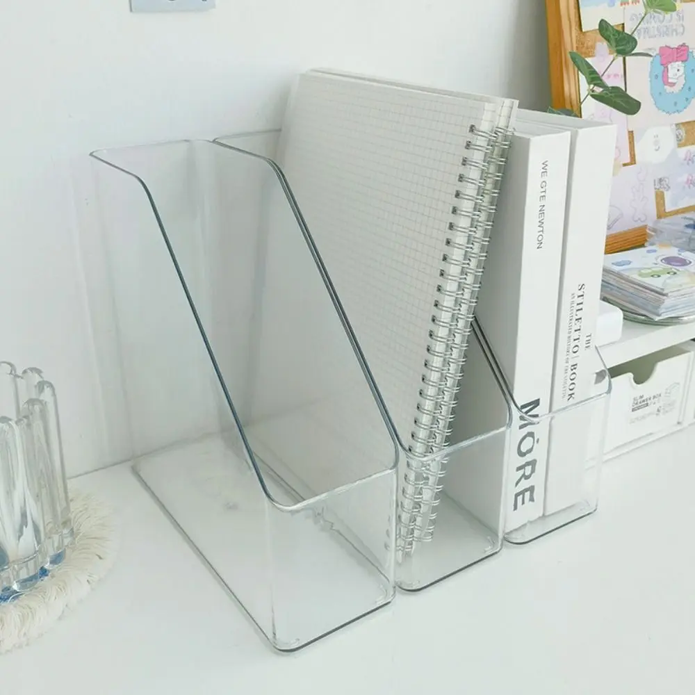 Sturdy Transparent Desk Folder Storage Bin Slim Vertical File Folder Space Saving Countertop Paper Tray Organizer Office