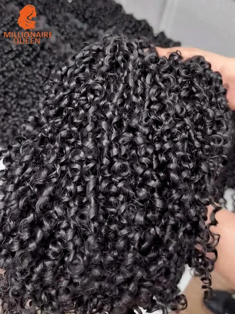 Millionaire Queen Pixie Curly Bundle 3B3C Double Weft Curly Extension 100%Virgin Human Hair Braid Quick Weave Sew In Bulk Bundle