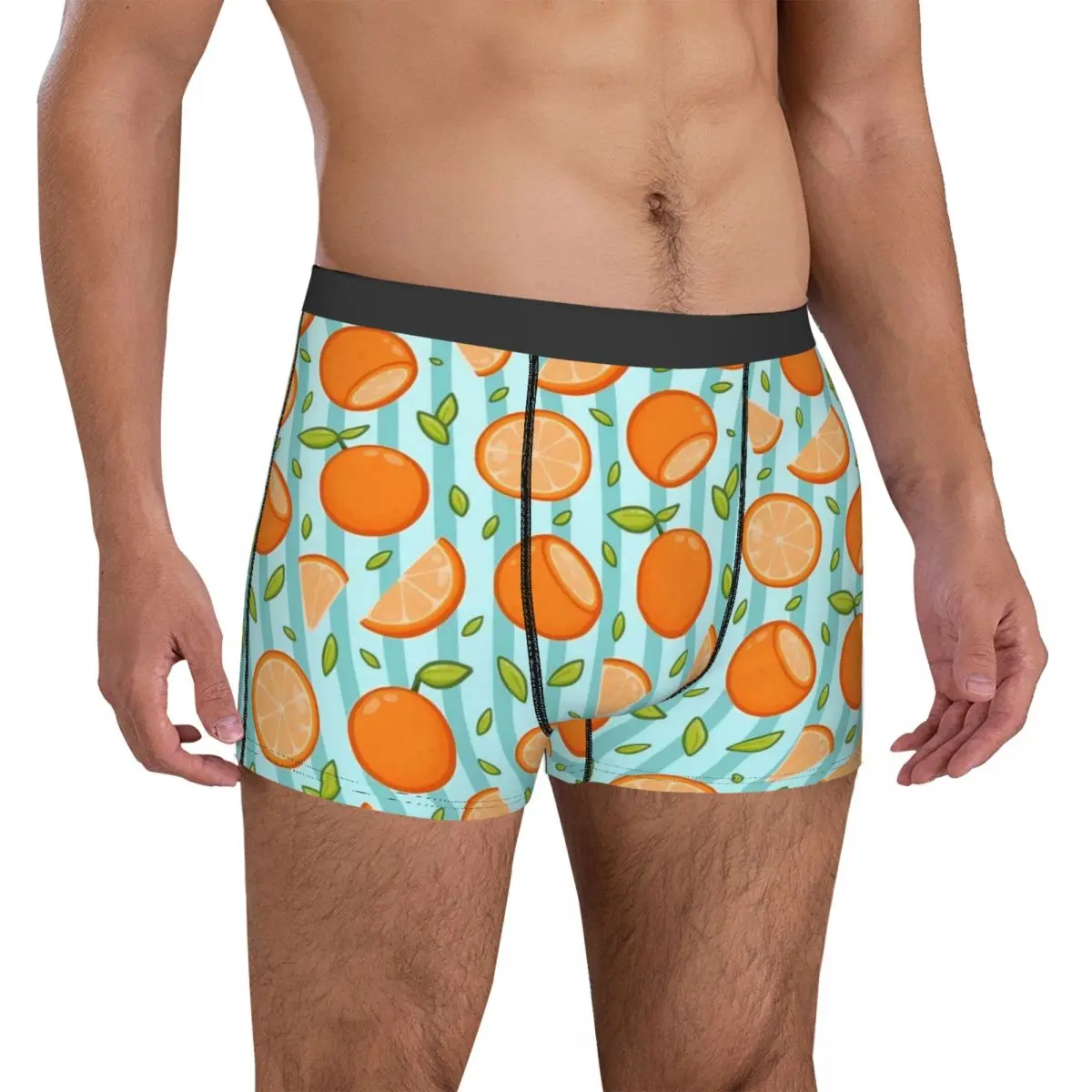 Oranges Print Underwear Fruits Pouch Hot Boxer Shorts Printing Boxer Brief Cute Men's Underpants Big Size 2XL