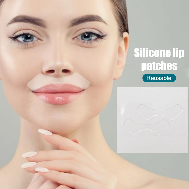 2pcs Anti-Wrinkle Lip And Smile Line Pad Reusable Silicone Gel Anti-Aging Collagen Facial Lifting Patch Prevent Lip Wrinkle